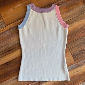 Vintage ripped sleeveless knit tank small pastels